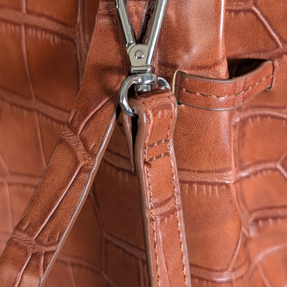 Zara Brown Faux Crocodile Skin Maxi Shopper 11x17x5 - Picture 6 of 10